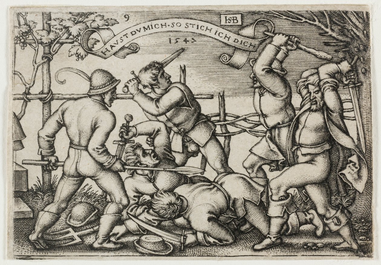 Rixe de paysans, planche 9 de La fête des paysans ou les douze mois - Hans Sebald Beham