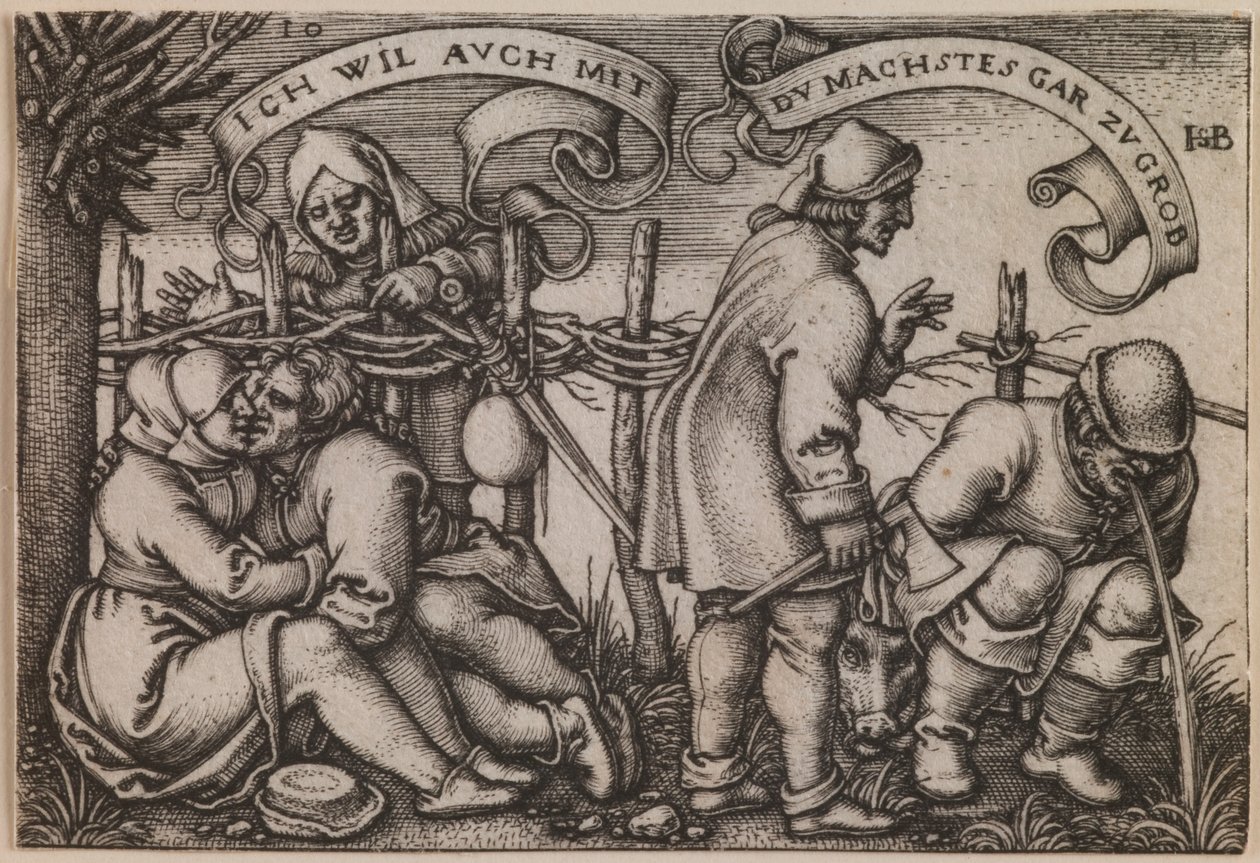 "Les paysans derrière la haie" de la série "La fête des paysans ou les douze mois". - Hans Sebald Beham