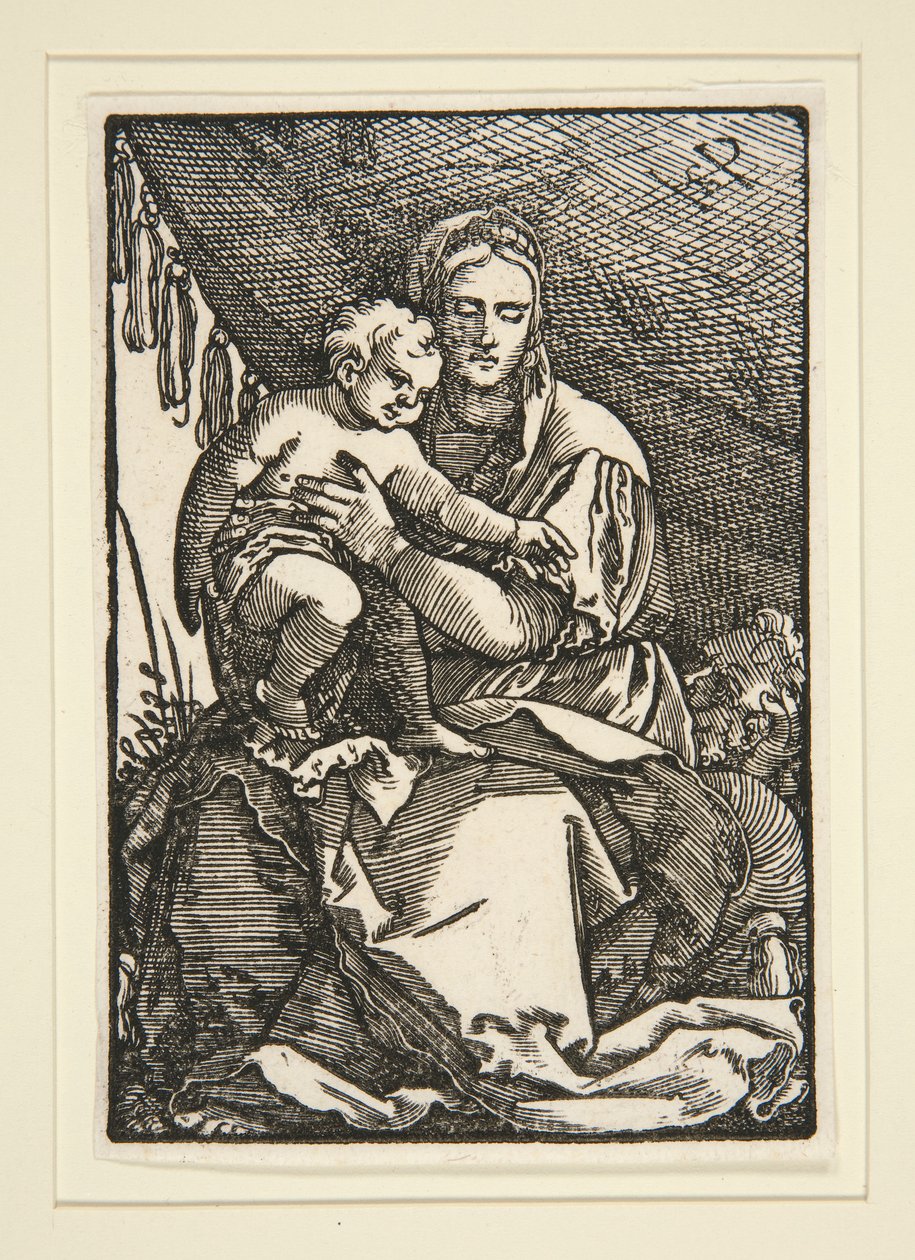 La Sainte Famille sous le Baldaquin - Hans Sebald Beham