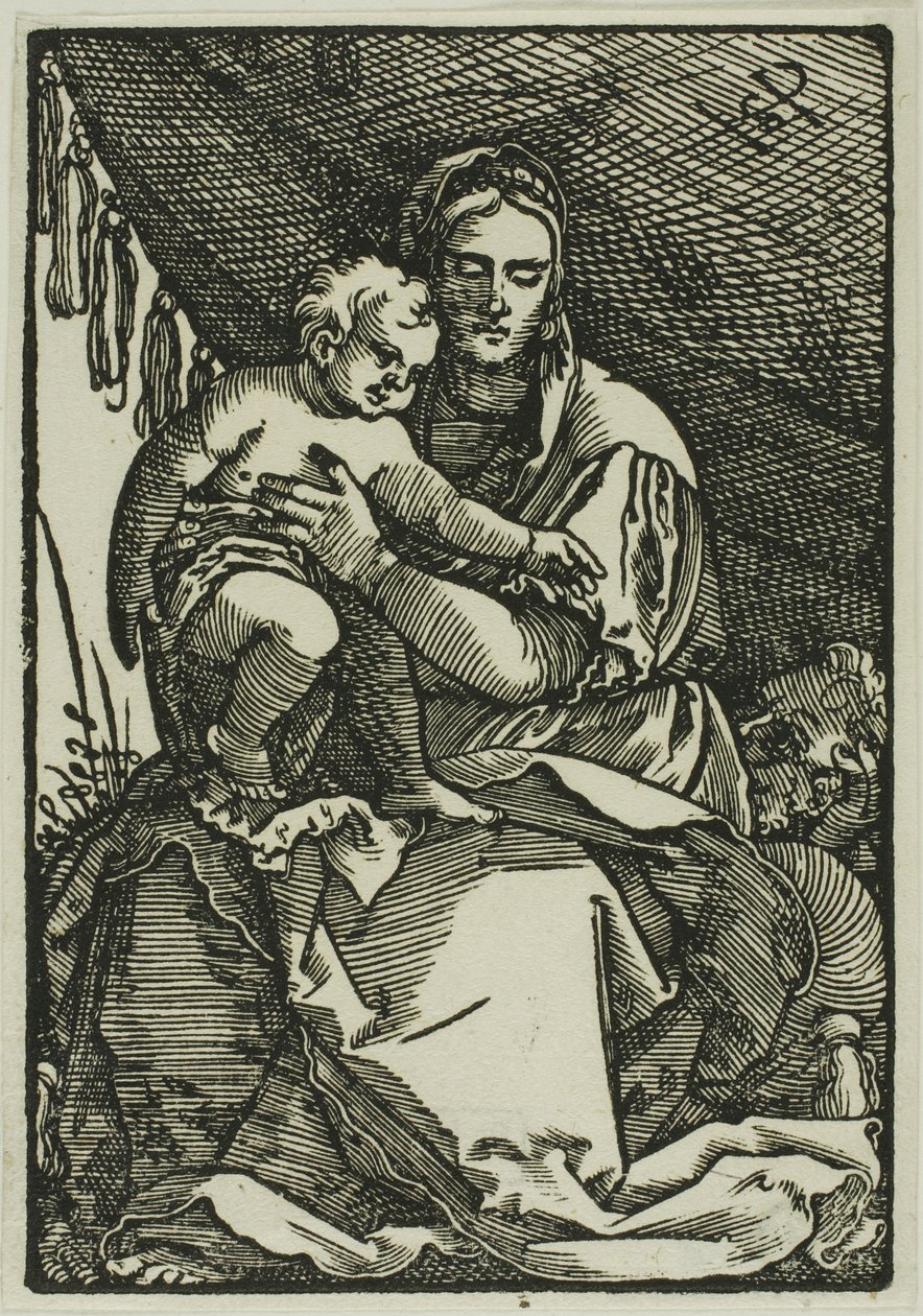 La Sainte Famille sous le dais - Hans Sebald Beham
