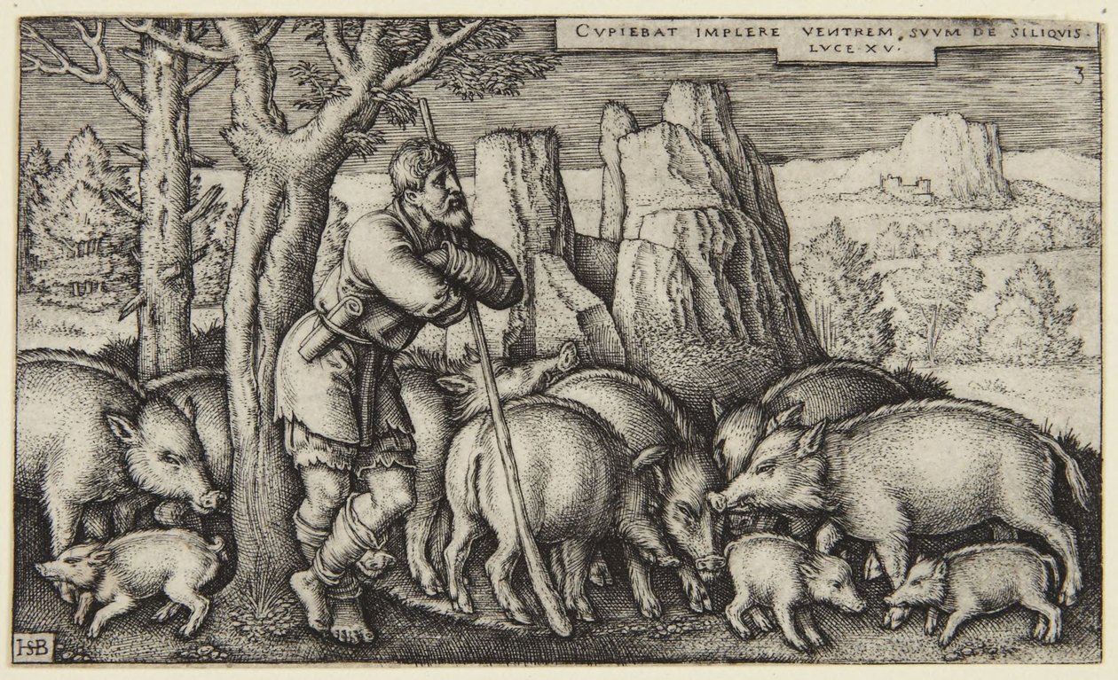 Le fils prodigue III : le fils parmi les porcs - Hans Sebald Beham