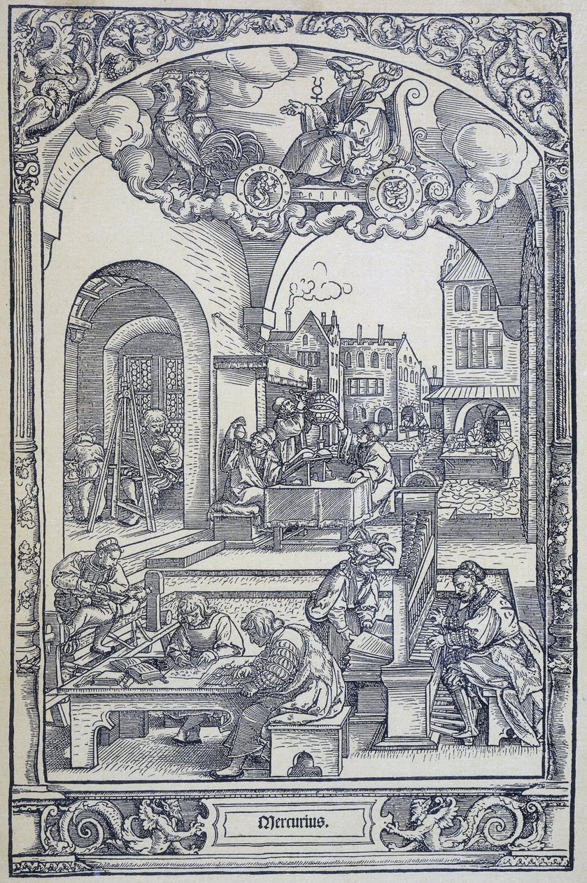 La planète Mercure et les artistes, érudits et techniciens, c1535 - Hans Sebald Beham