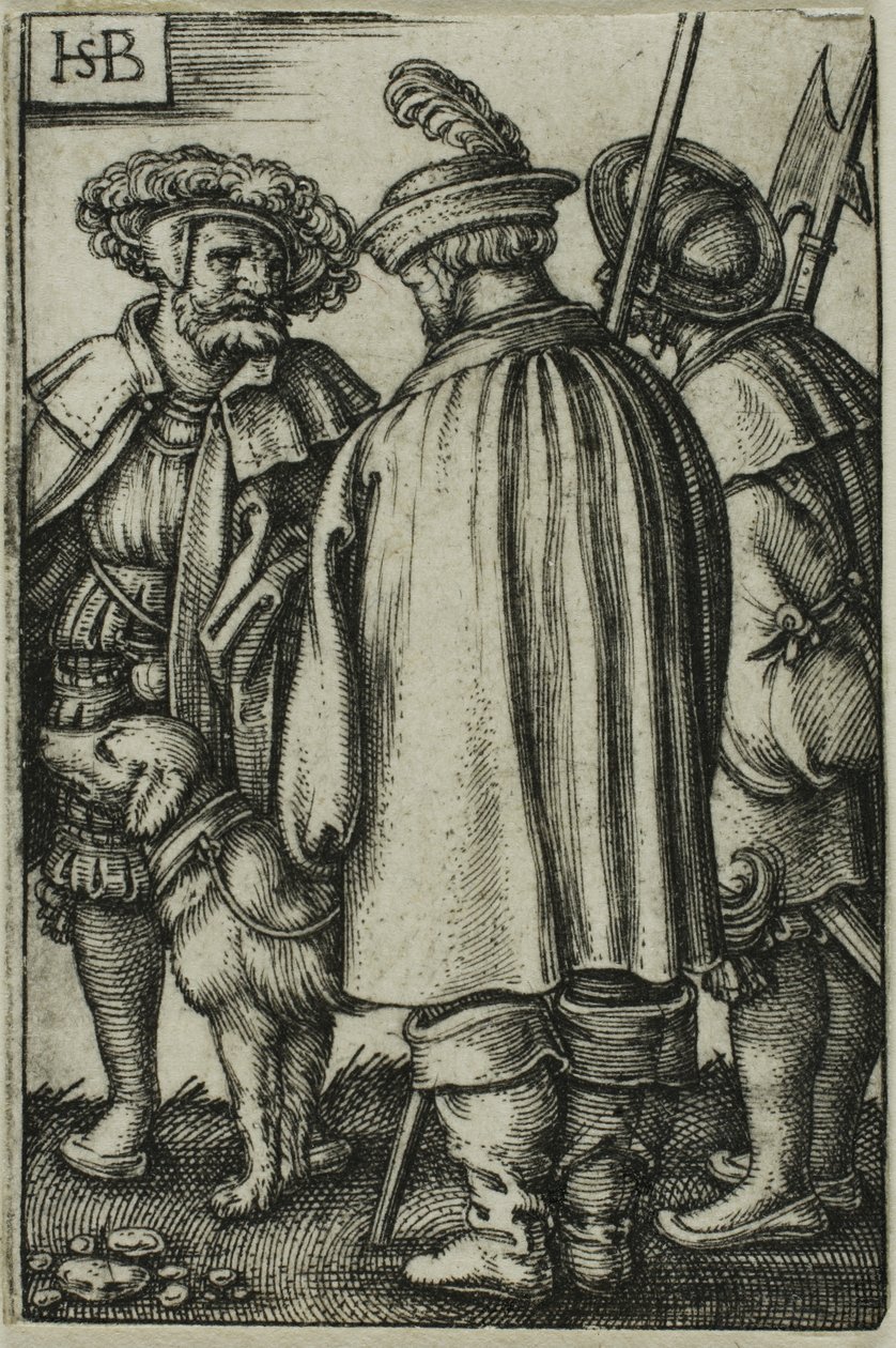 Trois soldats et un chien - Hans Sebald Beham