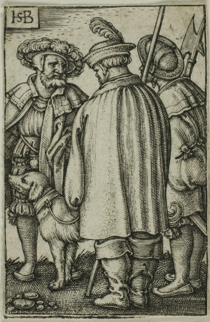 Trois soldats et un chien - Hans Sebald Beham