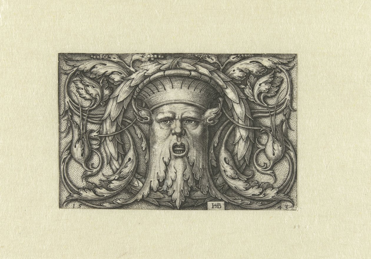 Décoration plate. Masque avec une couronne - Hans Sebald Beham