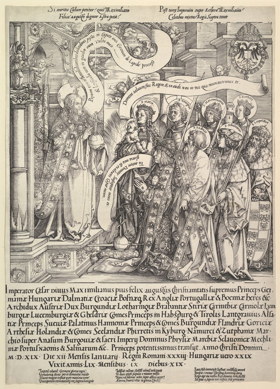 Maximilien présenté par ses saints patrons au Tout-Puissant, 1519 - Hans Springinklee