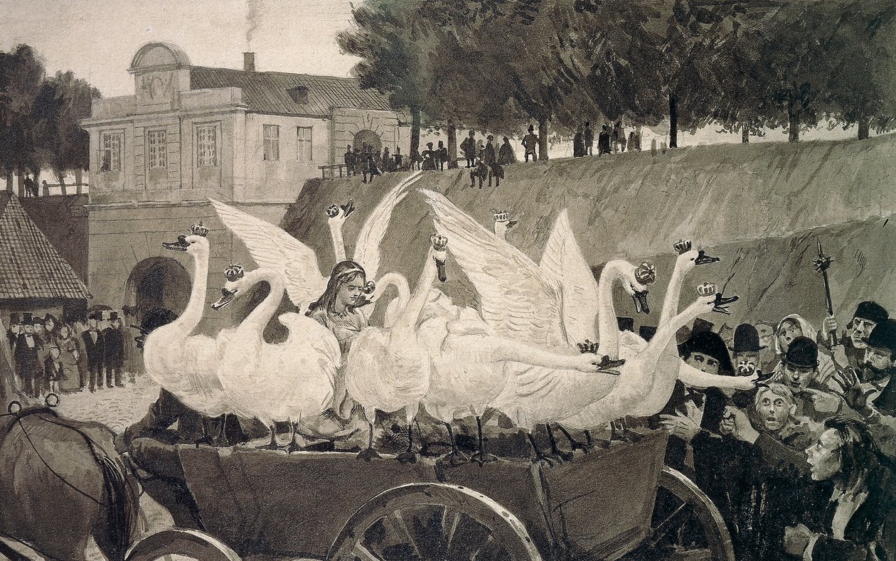 Les Cygnes sauvages, illustration par Hans Tegner pour le conte de fées de Hans Christian Andersen - Hans Tegner
