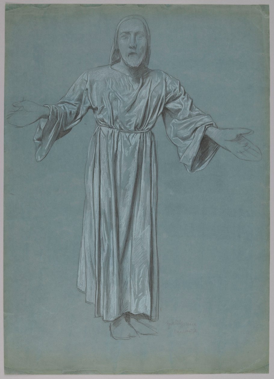 Le Christ aux bras écartés (recto et verso) - Hans Thoma