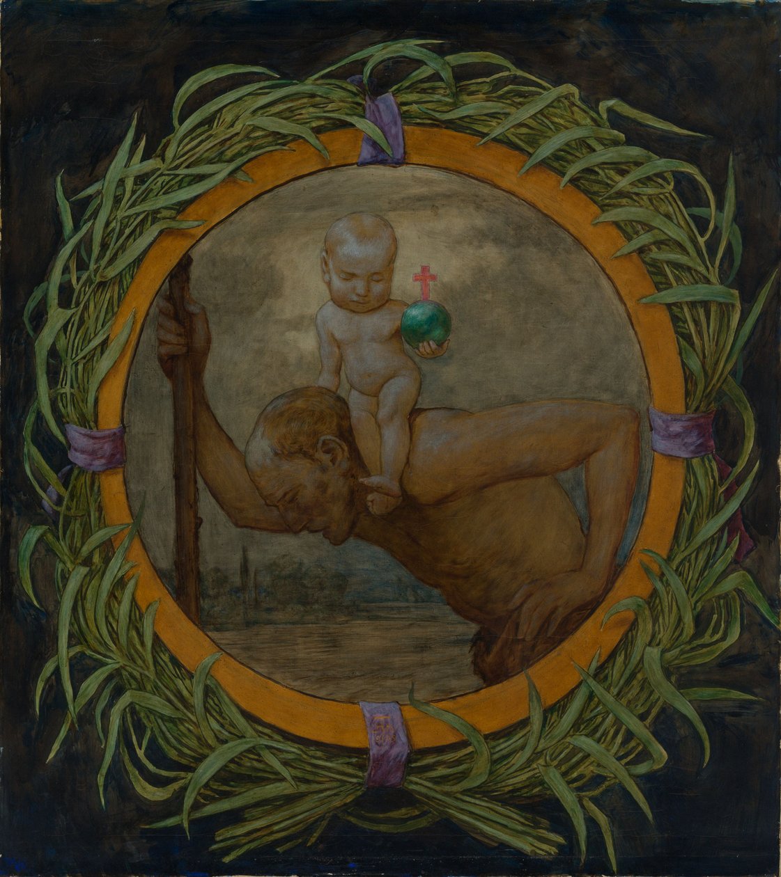 Saint Christophe dans une couronne de roseaux - Hans Thoma