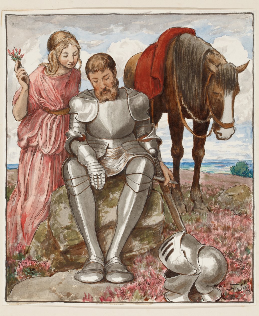 Erika et le chevalier assis - Hans Thoma