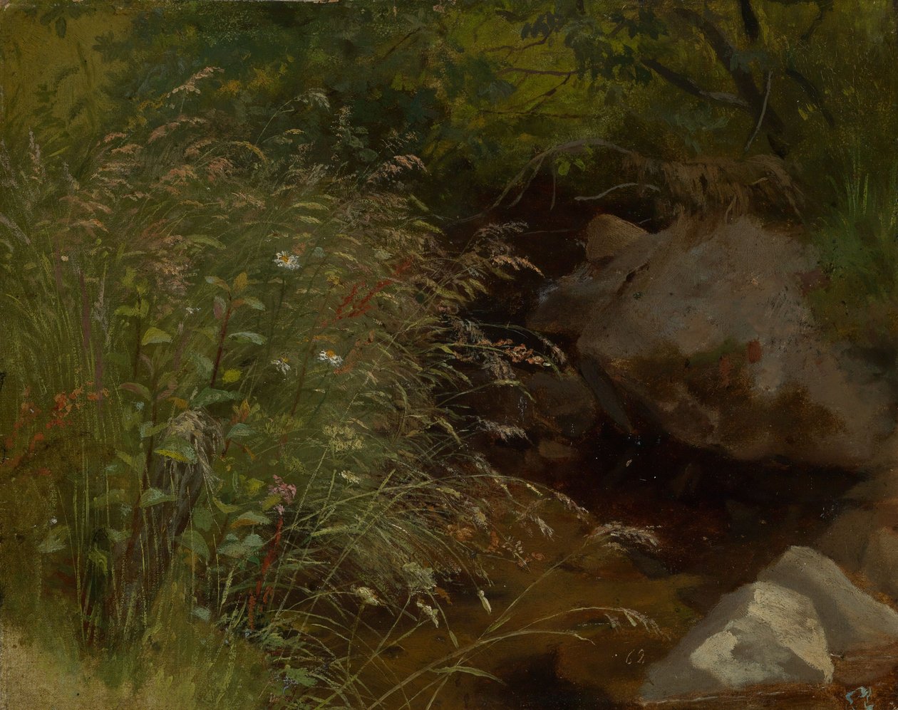 Herbes au bord du ruisseau - Hans Thoma