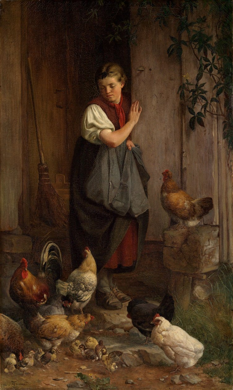 Nourrir les poules - Hans Thoma