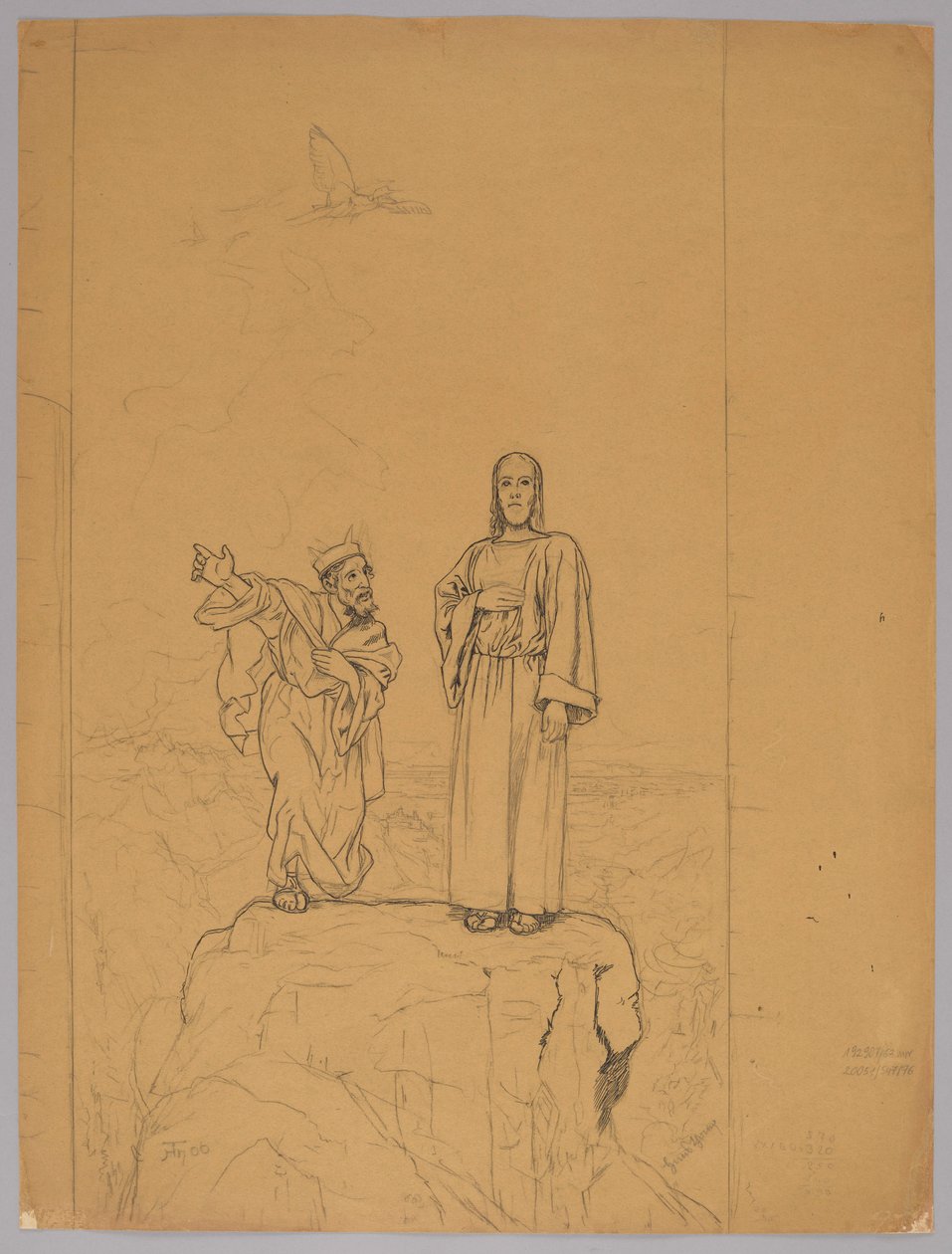 Die Versuchung Christi, verso: Christus gekreuzigt - Hans Thoma