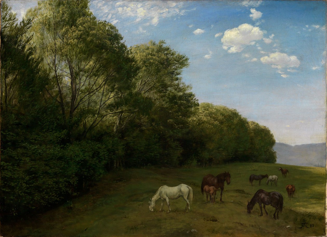 Paysage avec des chevaux au pâturage - Hans Thoma
