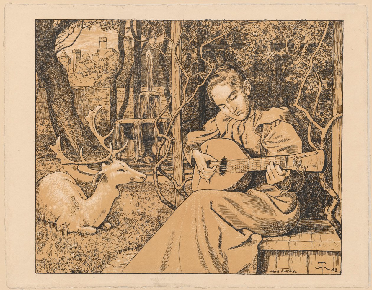 La joueuse de luth. Allégorie de la musique - Hans Thoma