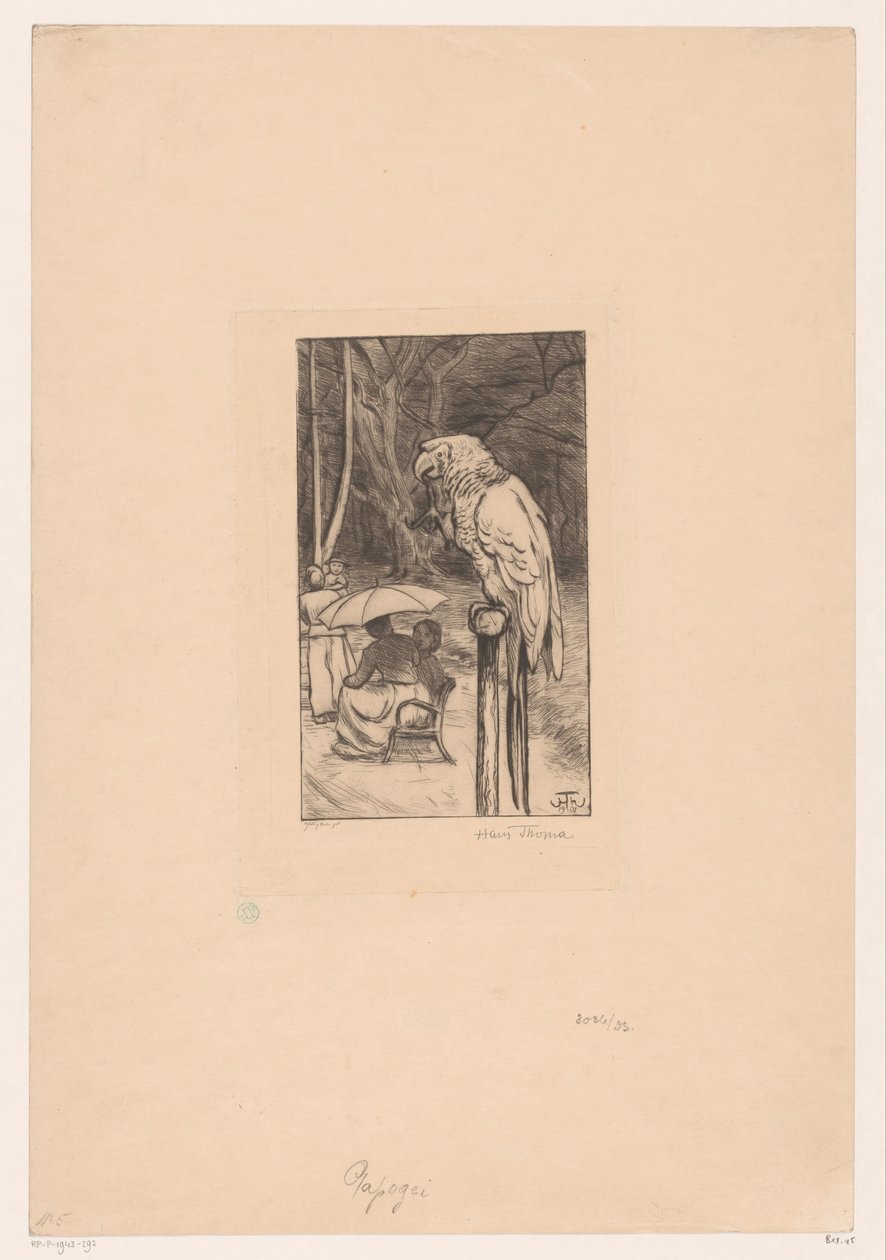 Perroquet et quatre figures - Hans Thoma