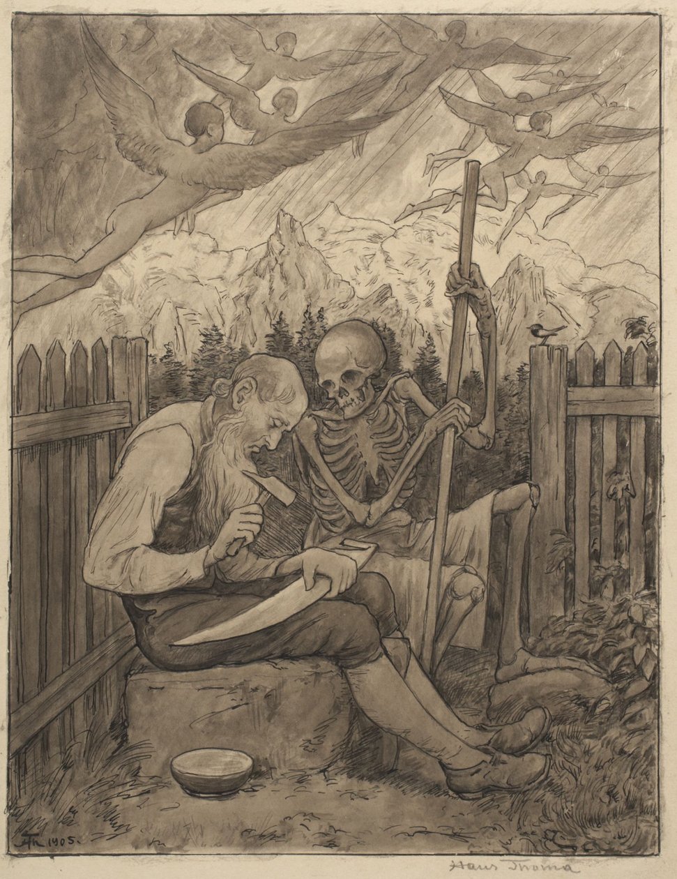 Aiguiser la faux de la mort - Hans Thoma