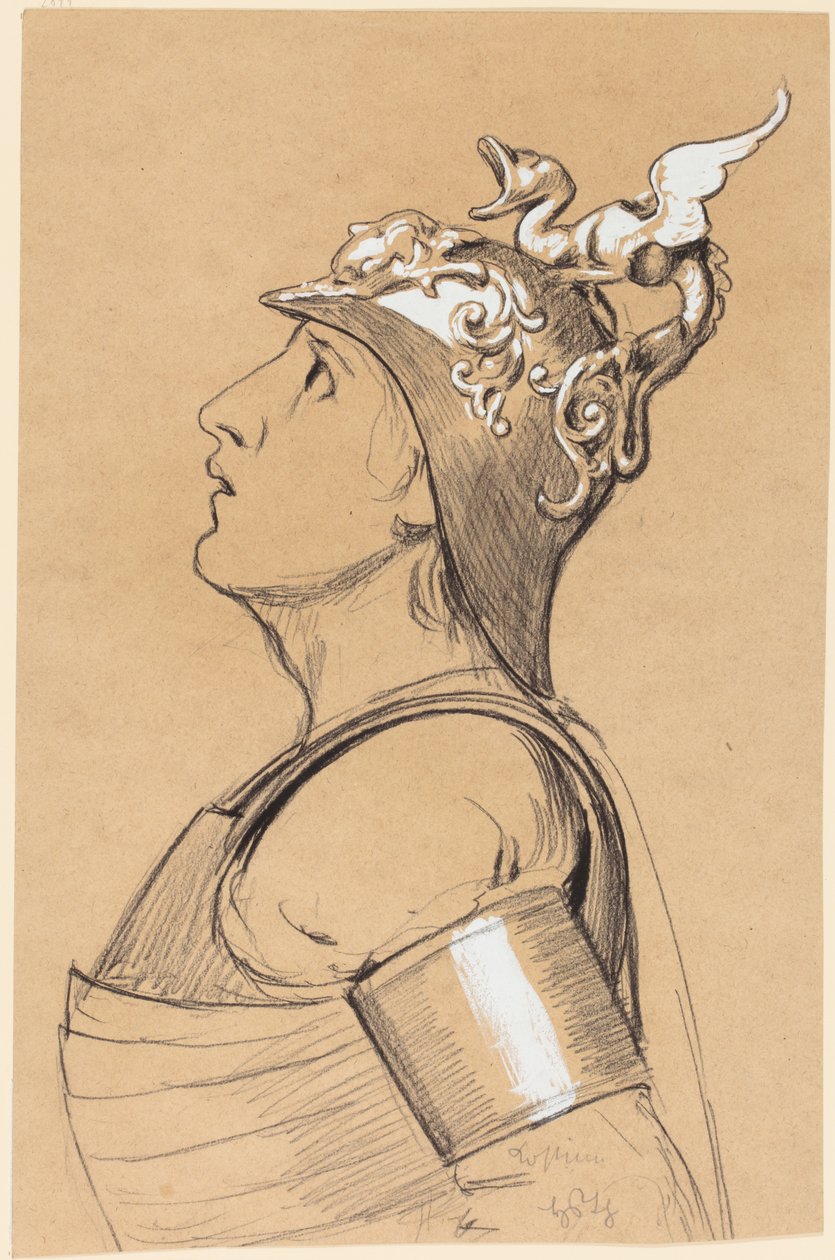Valkyrie (étude de costume pour Bayreuth) Tête avec casque - Hans Thoma