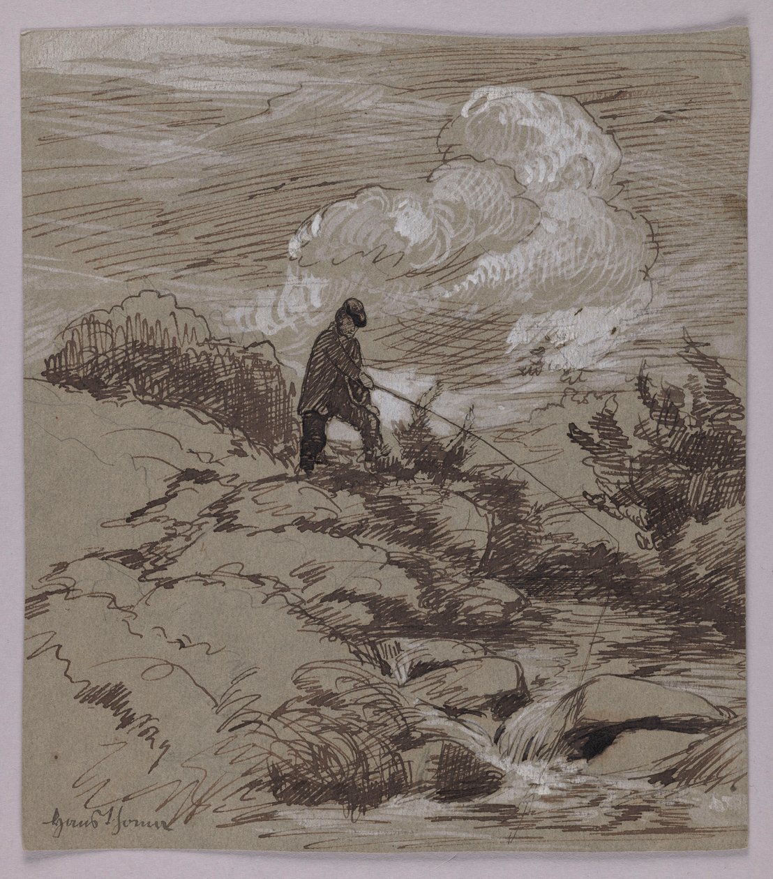 Un pêcheur au bord d