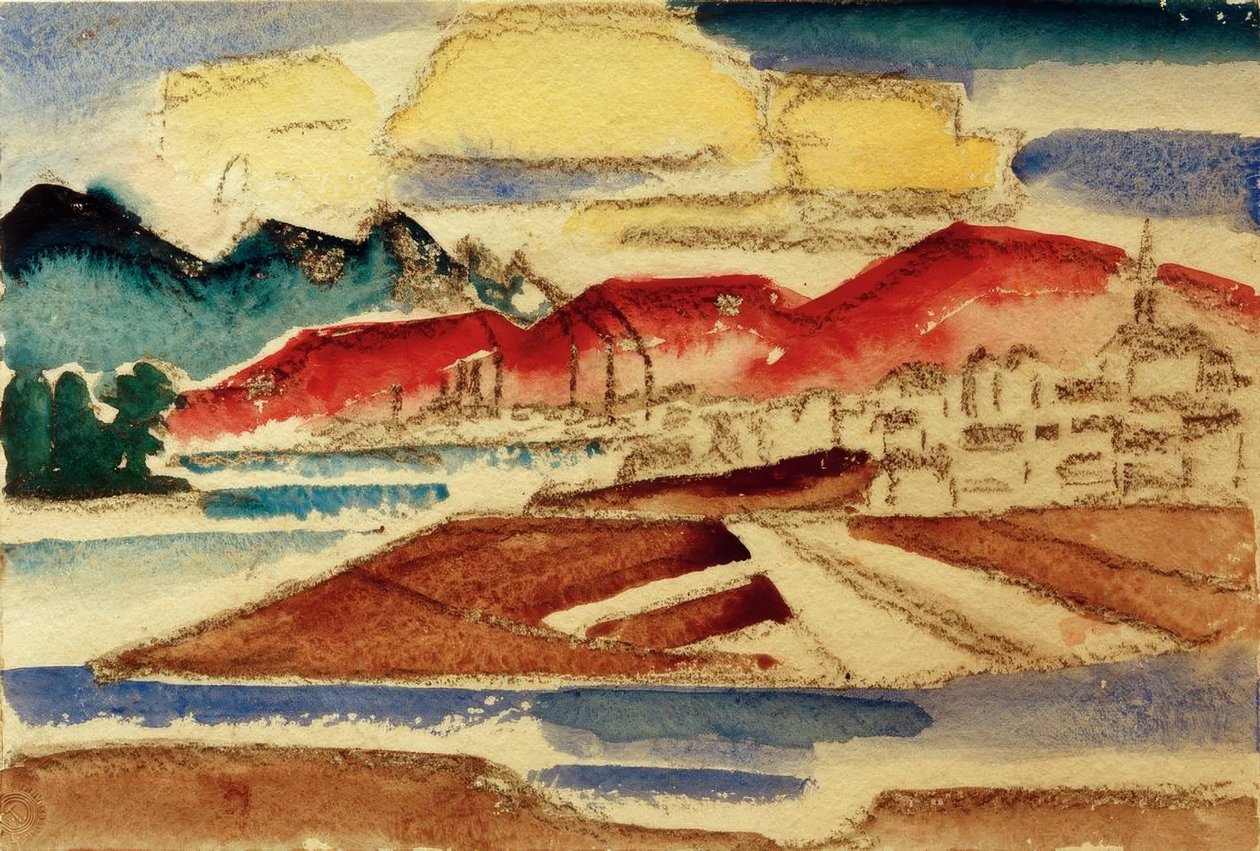 Paysage avec montagnes rouges - Hans Thuar