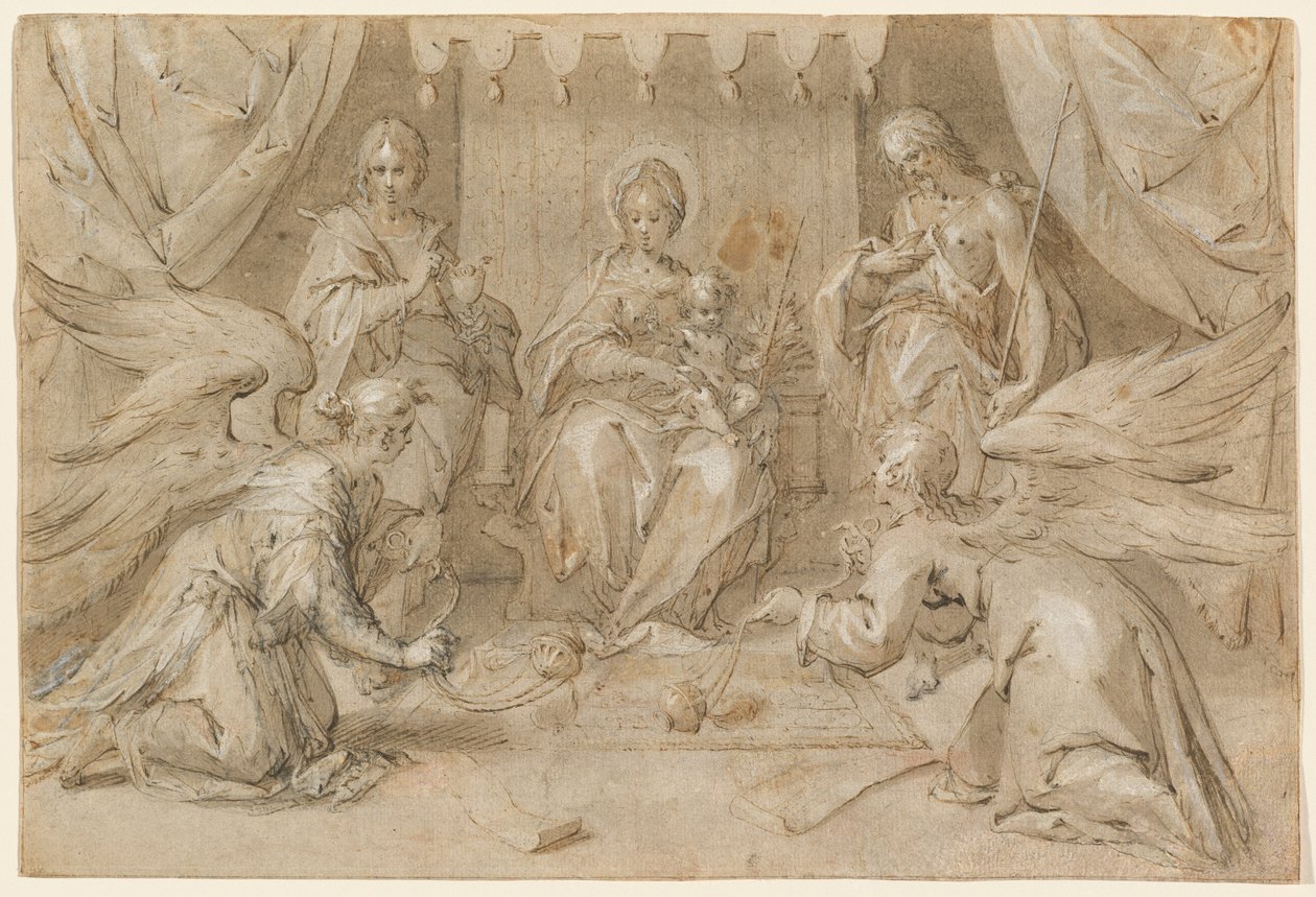 La Madone en majesté avec Saint Jean-Baptiste et Saint Jean l