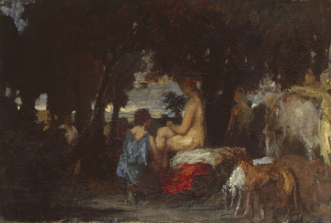 Le bain de Diane, une étude pour Le Repos de Diane, 1863 - Hans von Marées