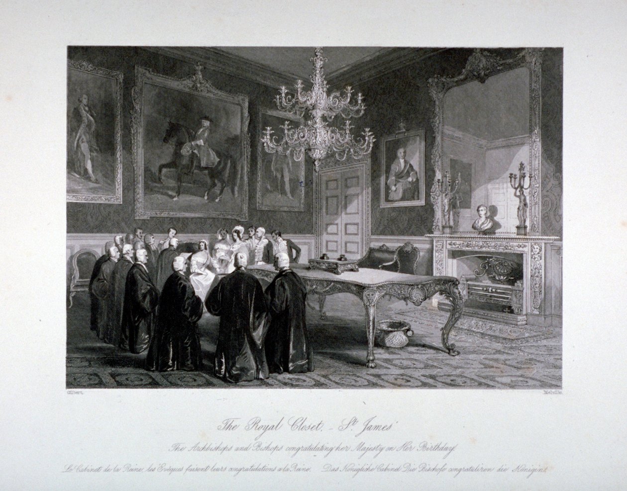 Vue intérieure du Royal Closet au palais de St James, Westminster, Londres, vers 1840 - Harden Sidney Melville