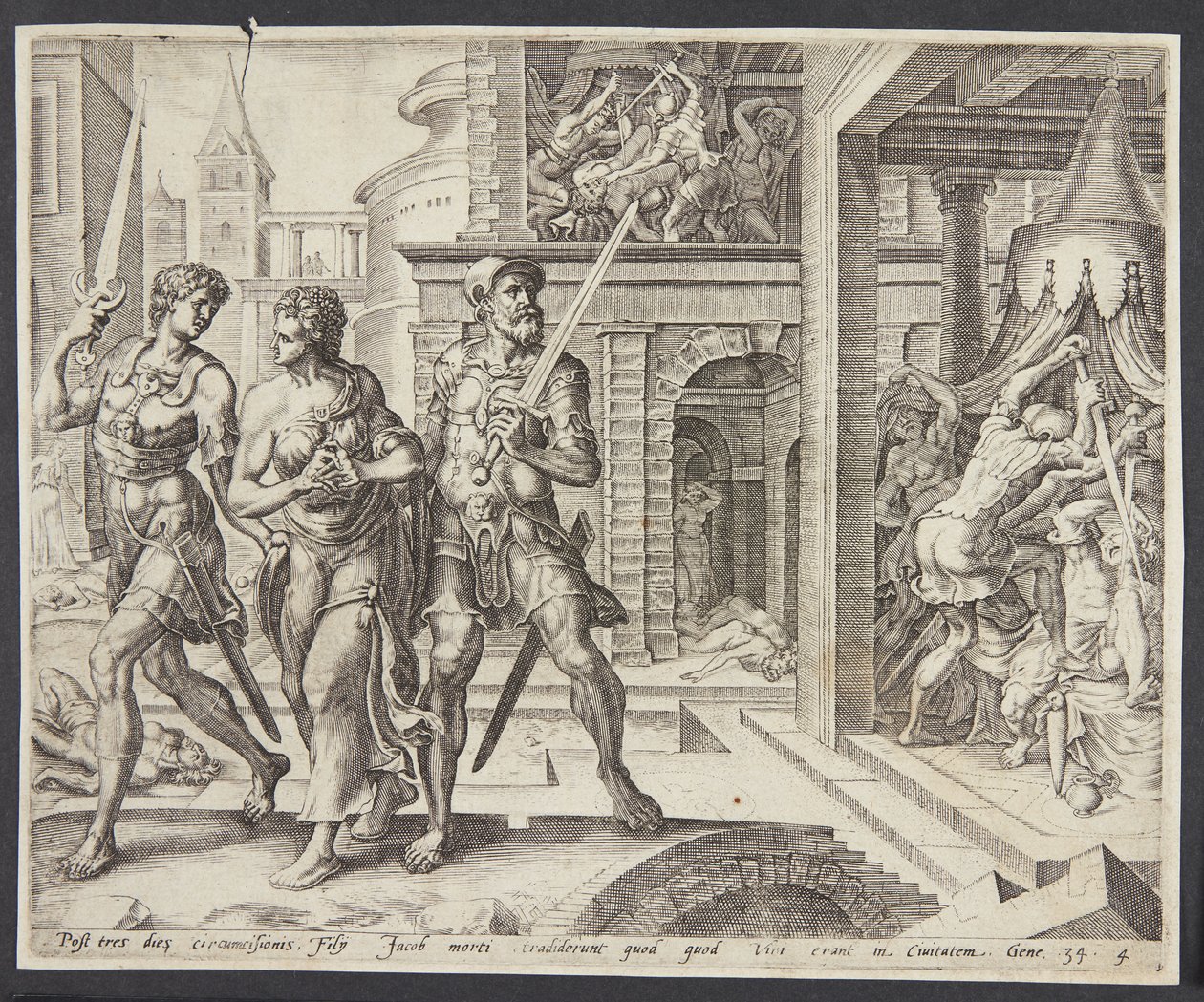 Dinah ramenée à la maison par Siméon et Lévi - Harmen Jansz. Muller