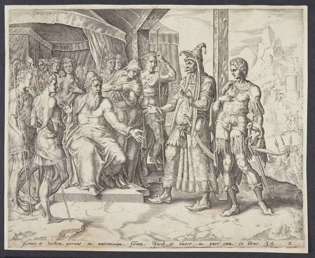 Hamor et Shechem demandant la main de Dinah à Jacob - Harmen Jansz. Muller