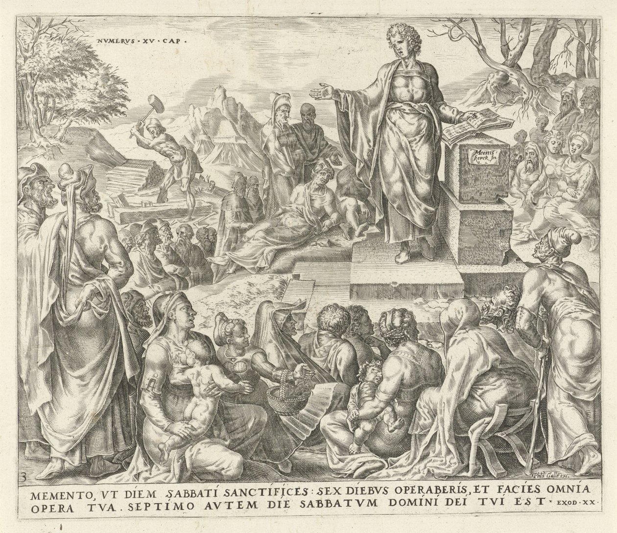 Homme ramassant du bois le jour du sabbat Souviens-toi du jour du sabbat Les dix commandements (titre de la série) - Harmen Jansz Muller
