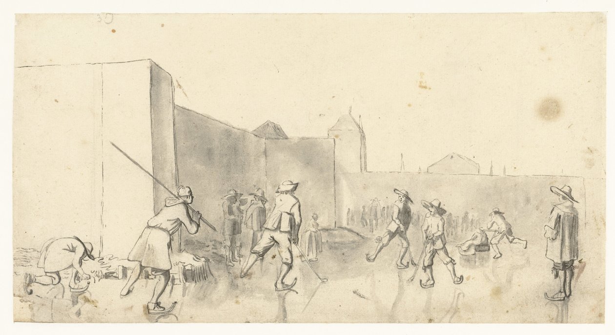 Patineurs près de la Zijlpoort, Haarlem - Harmen ter Borch