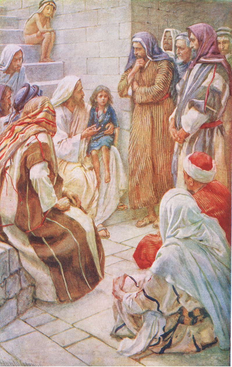 Le petit enfant au milieu, illustration de Harold Copping Pictures: The Crown Series, vers 1920 - Harold Copping