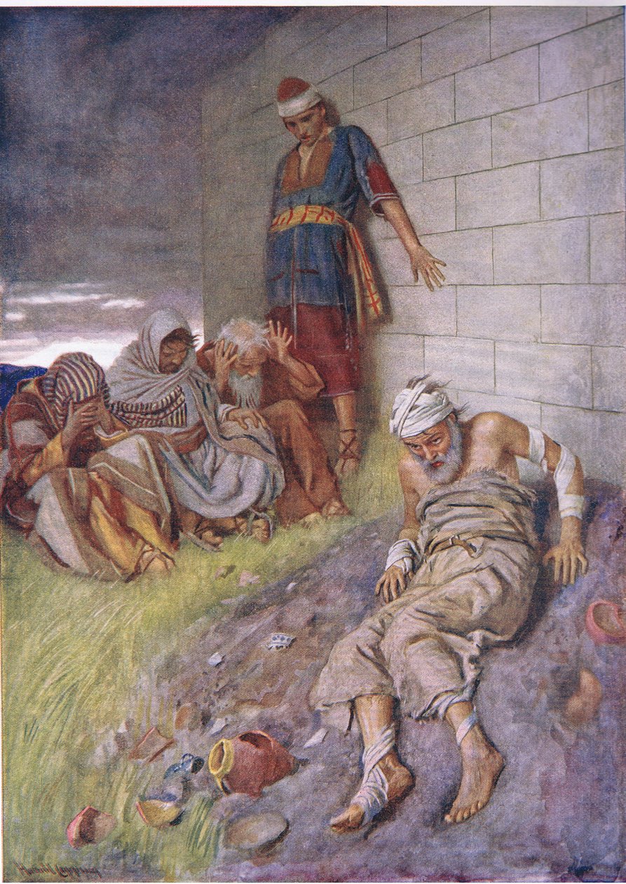 La patience de Job, illustration de Pictures That Teach The Crown Series, 1920 - Harold Copping