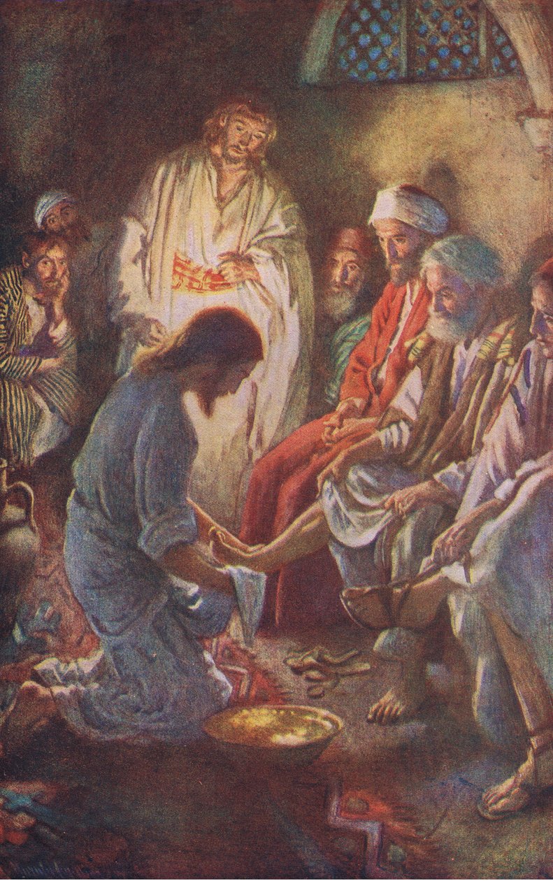 Lavage des pieds des disciples, illustration de Harold Copping Pictures: The Crown Series, vers 1920 - Harold Copping