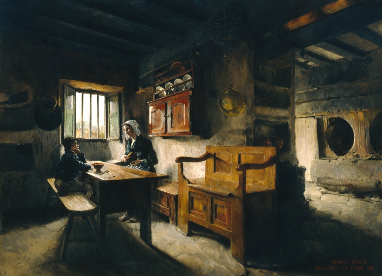 Intérieur de ferme en Bretagne (huile) - Harriet Backer