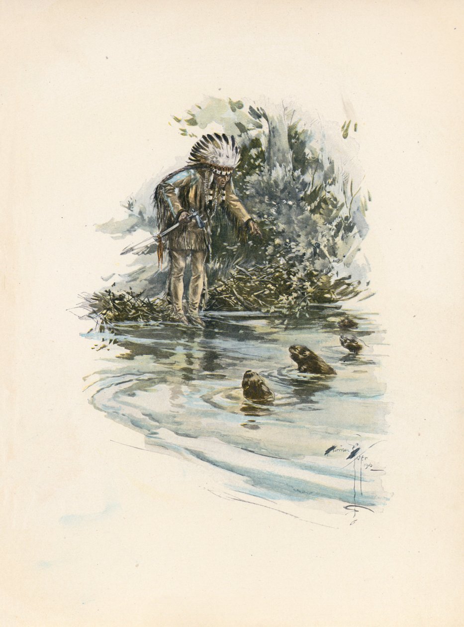 Le Chant de Hiawatha de Longfellow (lithographie couleur) - Harrison Fisher