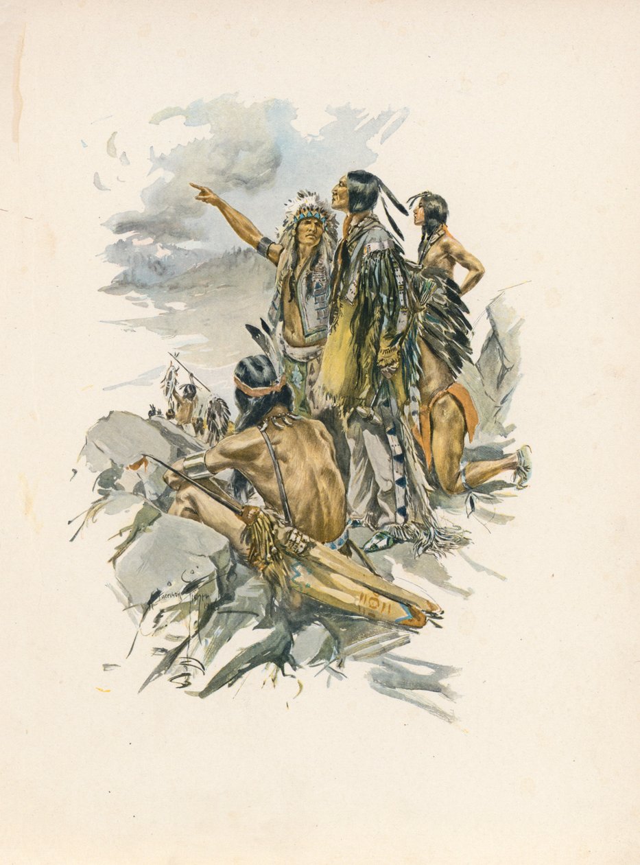 Le Chant de Hiawatha de Longfellow (lithographie couleur) - Harrison Fisher