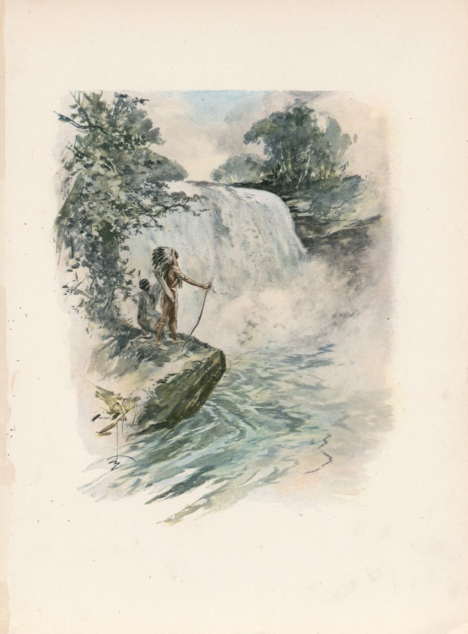 Le Chant de Hiawatha de Longfellow (lithographie couleur) - Harrison Fisher