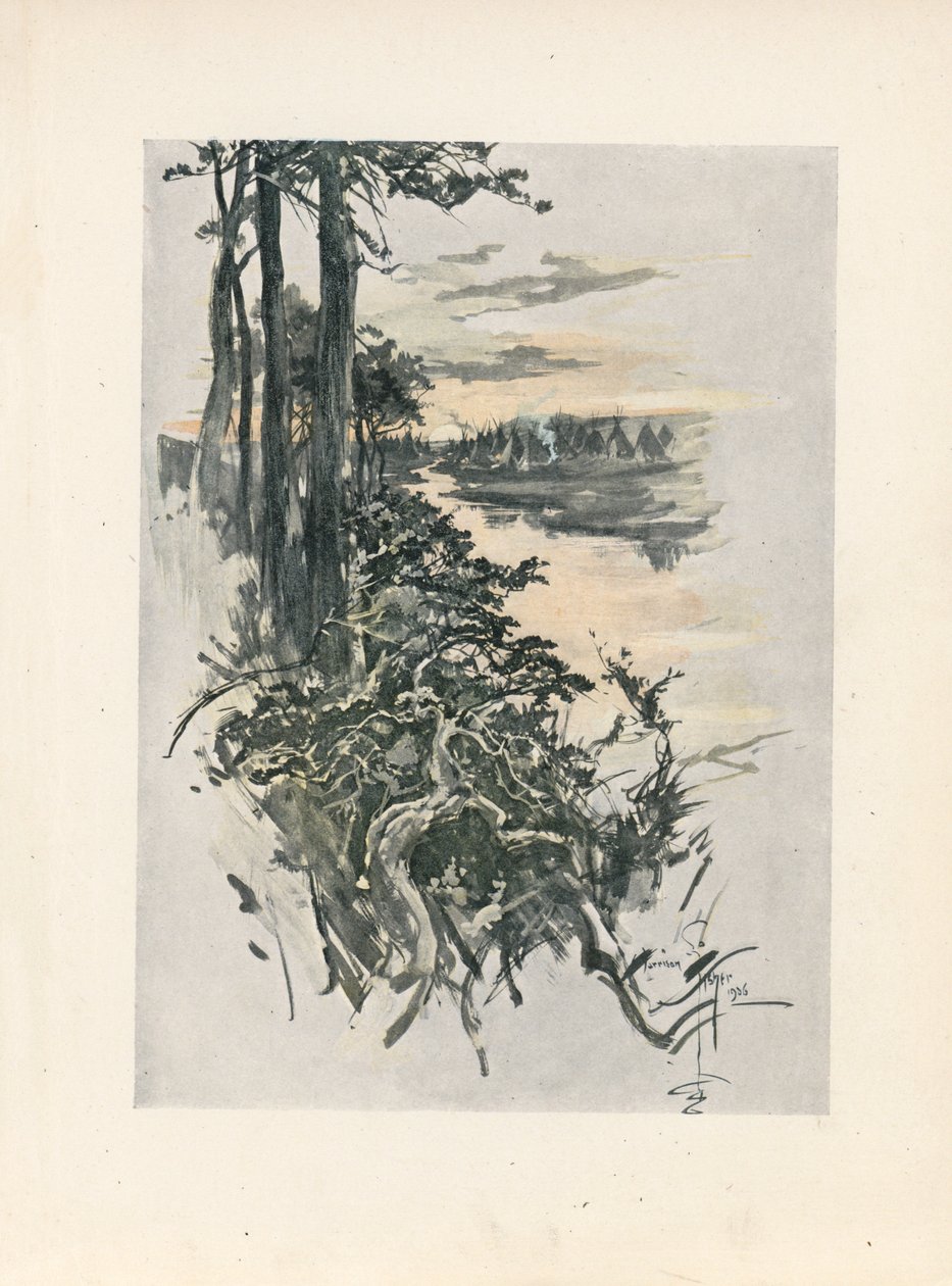 Le Chant de Hiawatha de Longfellow (lithographie couleur) - Harrison Fisher