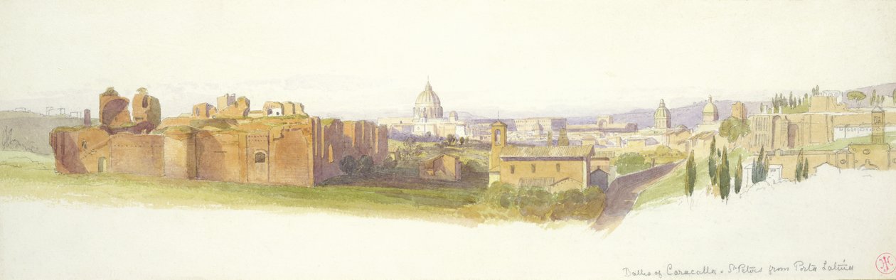 Les Thermes de Caracalla et Saint-Pierre depuis Porta Latina, Rome - Harry John Johnson