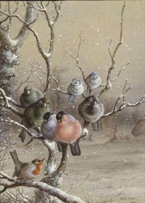 Oiseaux sur une branche enneigée - Harry Bright