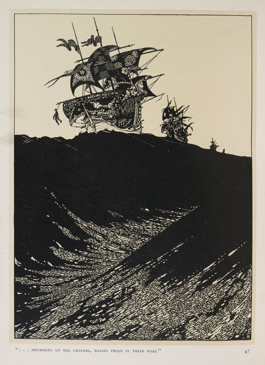 Une ballade des capitaines. ... tambourinant dans le canal, traînant des prises dans leur sillage. - Harry Clarke