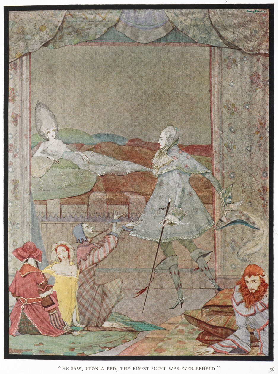 "Il vit, sur un lit, le plus beau spectacle jamais vu." Le Prince voyant la Princesse, "La Belle au bois dormant", sur son lit - Harry Clarke