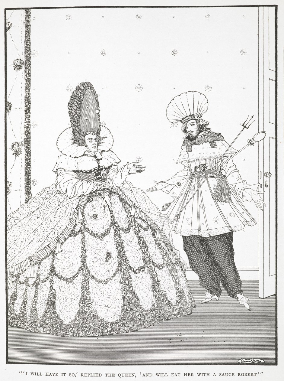 Je le veux ainsi, répondit la Reine, et je la mangerai avec une Sauce Robert. Illustration pour l