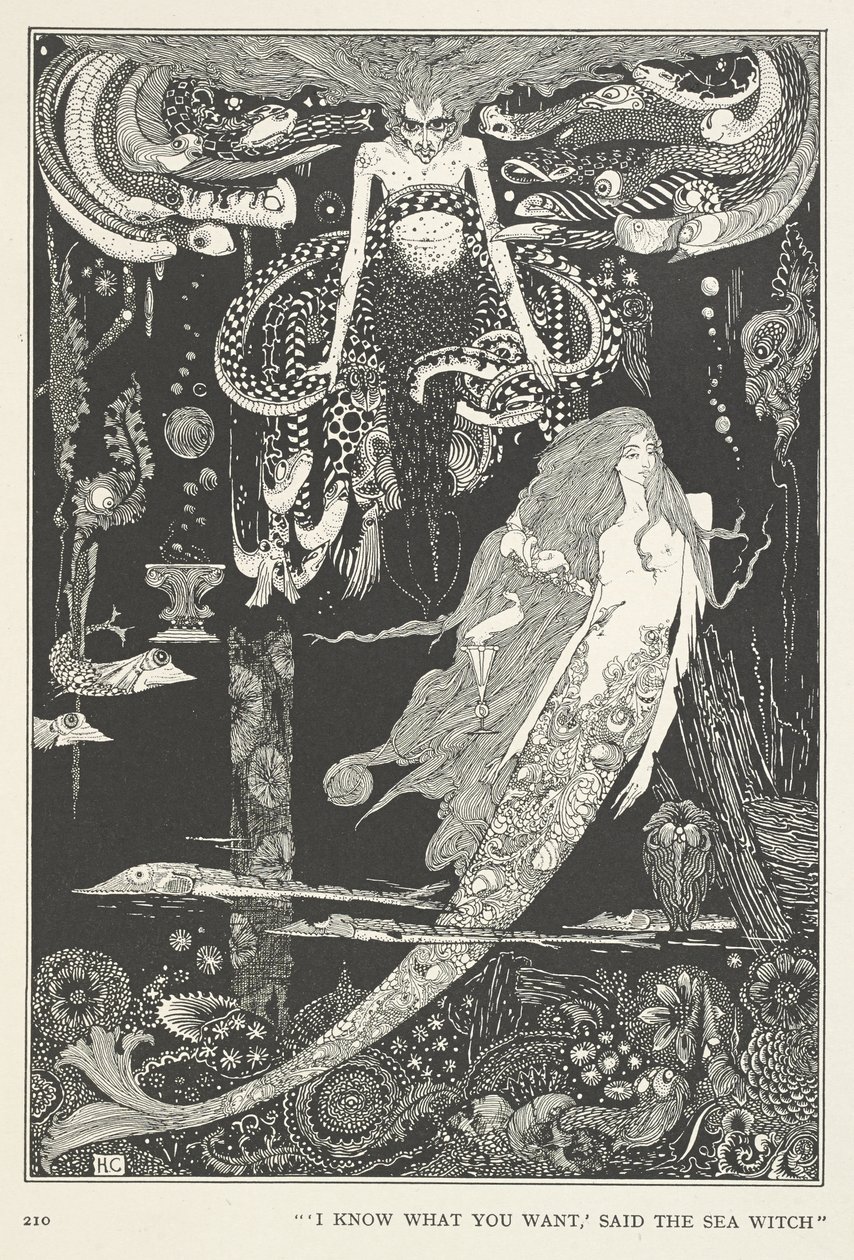 La Petite Sirène. "Je sais ce que tu veux," dit la Sorcière de la mer. - Harry Clarke