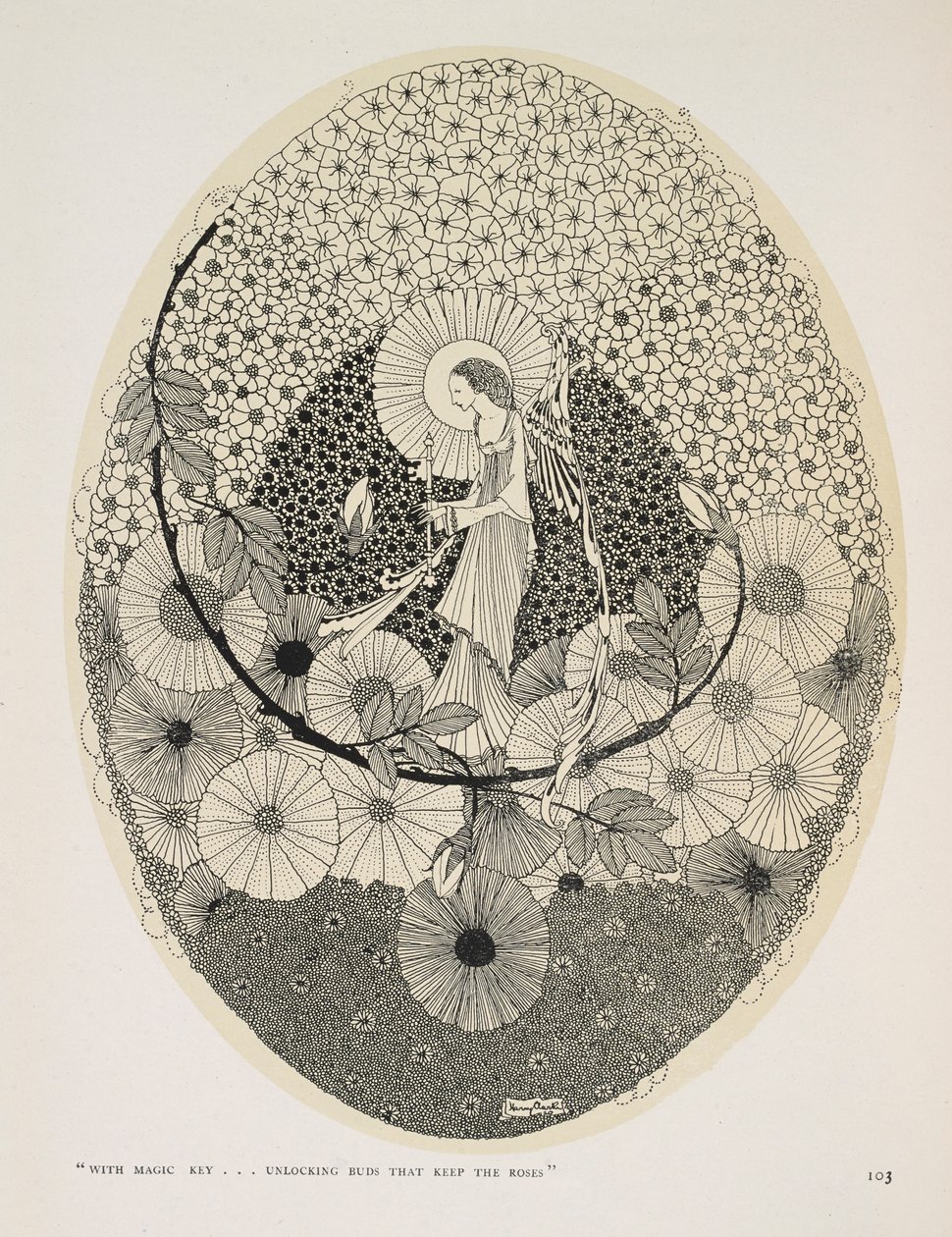 Au Printemps à Venir. "Avec une clé magique... déverrouillant les bourgeons qui gardent les roses". - Harry Clarke