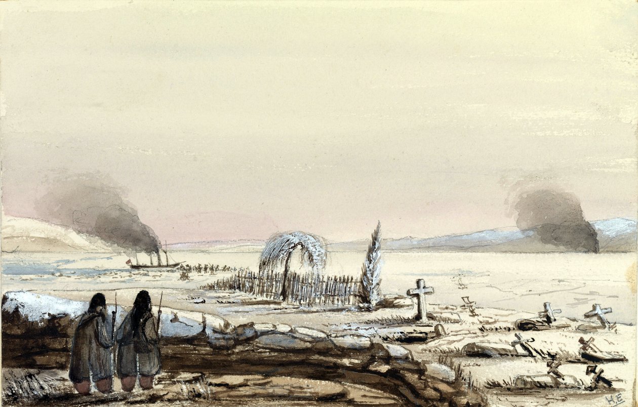 Le cimetière de Kinburn (Ukraine, Russie) 1855. Le HMS Tribune coupant les eaux gelées du Dniepr - Harry Edmond Edgell
