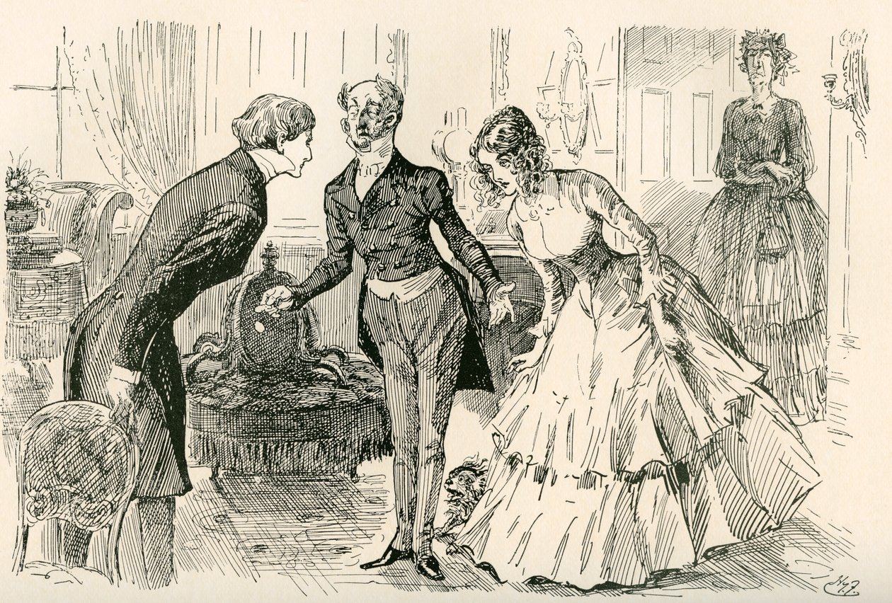 David rencontre Dora et Miss Murdstone. "M. Copperfield, ma fille Dora, et l