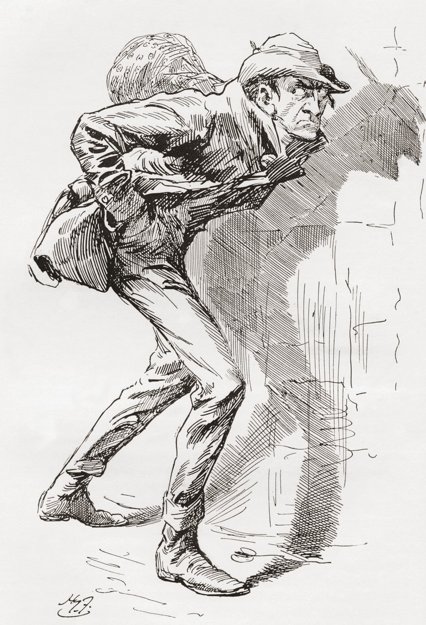 Dolge Orlick. Illustration par Harry Furniss pour le roman de Charles Dickens 