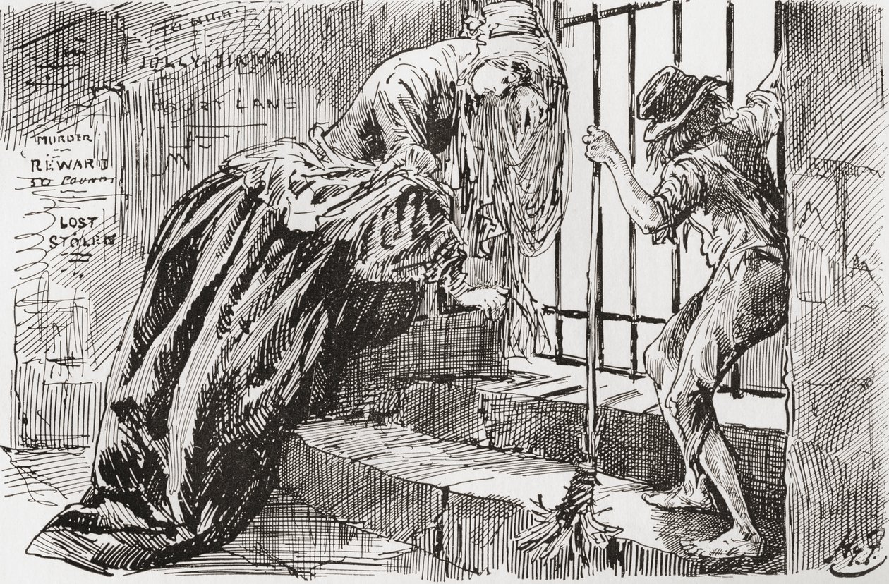 Lady Dedlock et Jo (illustration de Harry Furniss pour le roman de Charles Dickens, Bleak House) - Harry Furniss